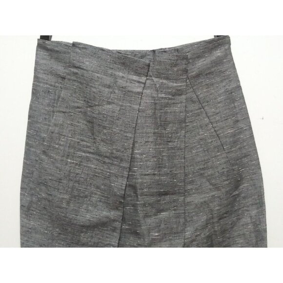 NWOT Lida Baday Pencil Skirt Silk Linen blend Womens Sz 6 Gray Pockets career - Picture 3 of 12